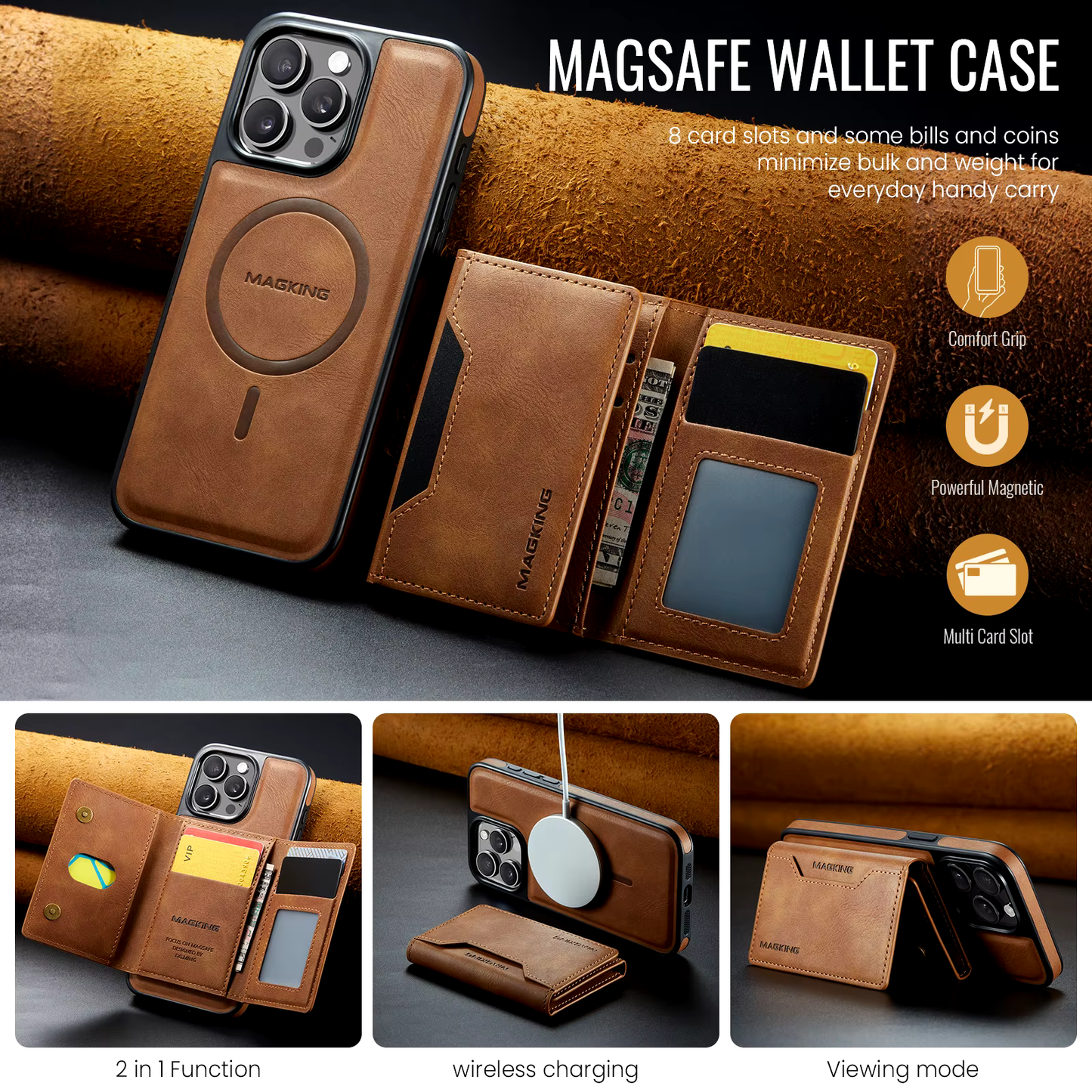 2 in 1 Detachable Magnetic Card Wallet